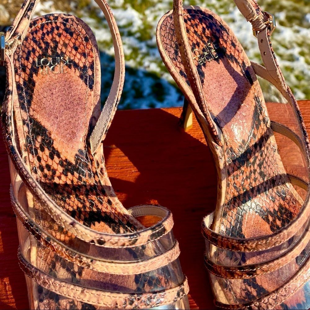 NEW LOUISE ET CIE SNAKE SKIN NABILA STRAPPY SLING BACKS 8M - Picture 14 of 16